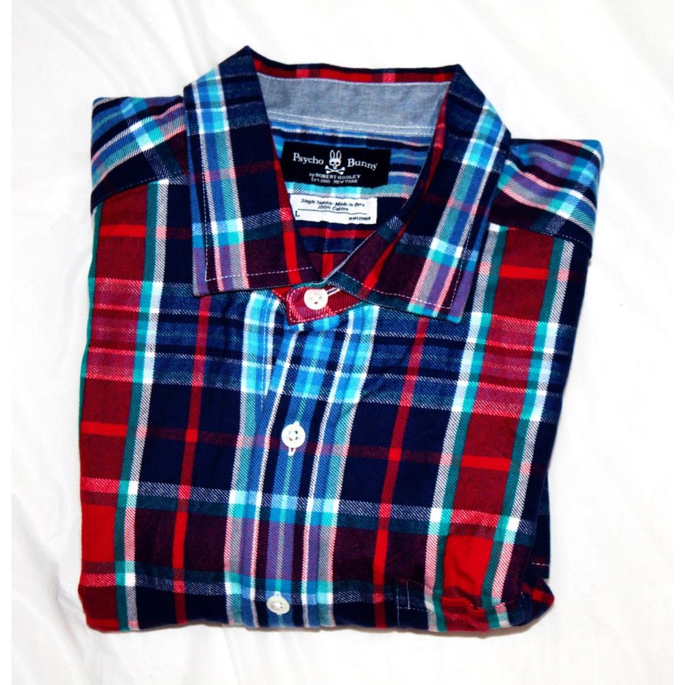 Psycho Bunny Mens Long Sleeve Button Front Plaid F - Picture 6 of 8